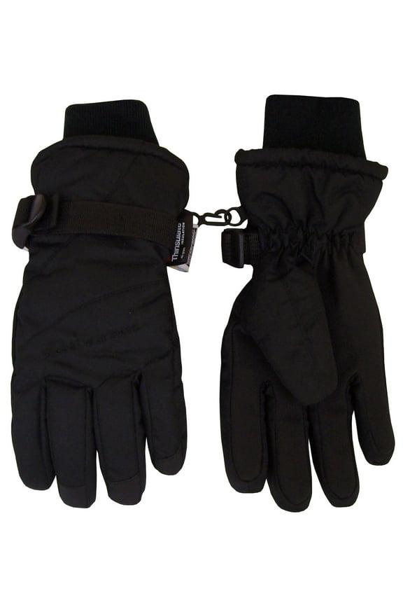 Men's Women's Waterproof Thinsulate Insulated Black Ski Snow Winter Gloves - Unisex