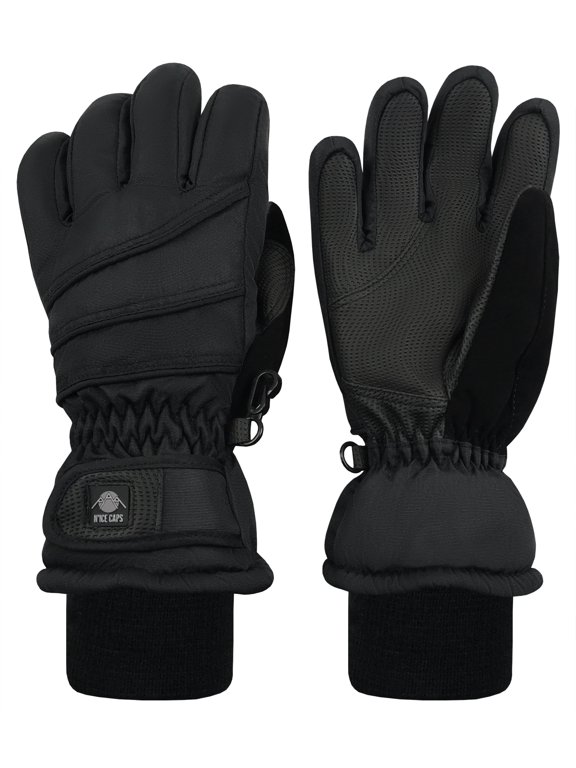 Men's Women's Waterproof Thinsulate Gloves Winter Snow Ski Adults Unisex, Black