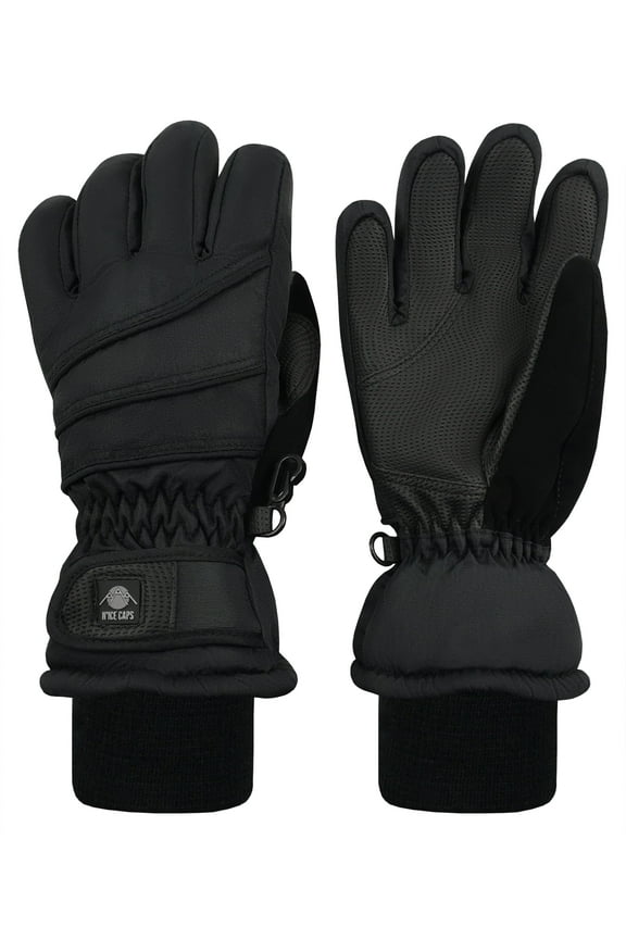 Men's Women's Waterproof Thinsulate Gloves Winter Snow Ski Adults Unisex, Black
