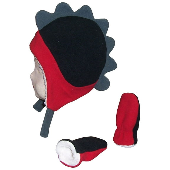 N'Ice Caps Toddler Boys Baby Fleece Dino Hat Mitten Winter Set Kids Infants Sherpa Lined