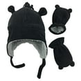 thumbnail image 1 of N'Ice Caps Toddler Boys Baby Fleece Hat Mitten Winter Set with Ears - Kids Sherpa Lined Black, 1 of 11