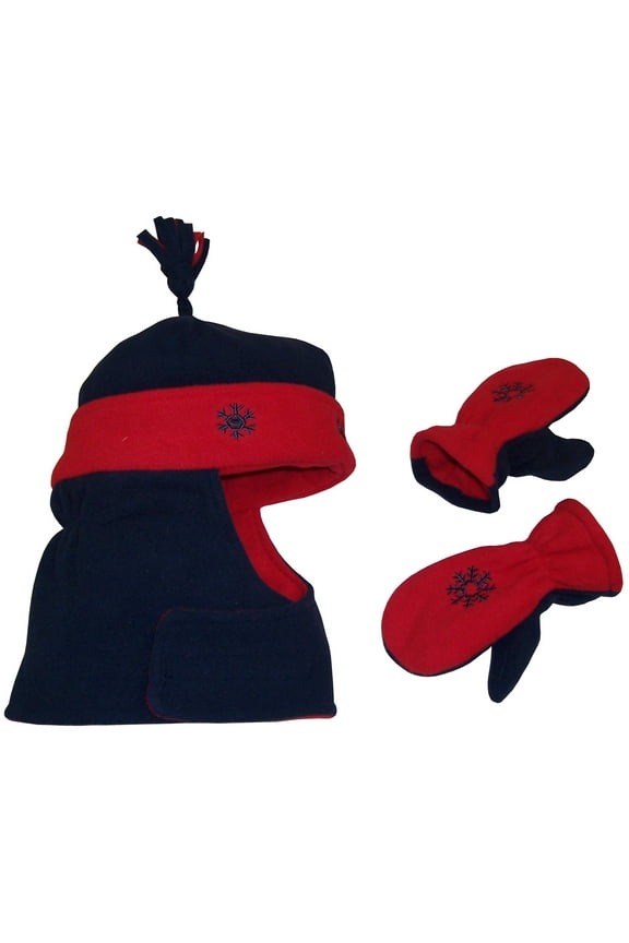 Toddler Boys Baby Wrap Around Hat Mitten Winter Set - Kids Children Infants