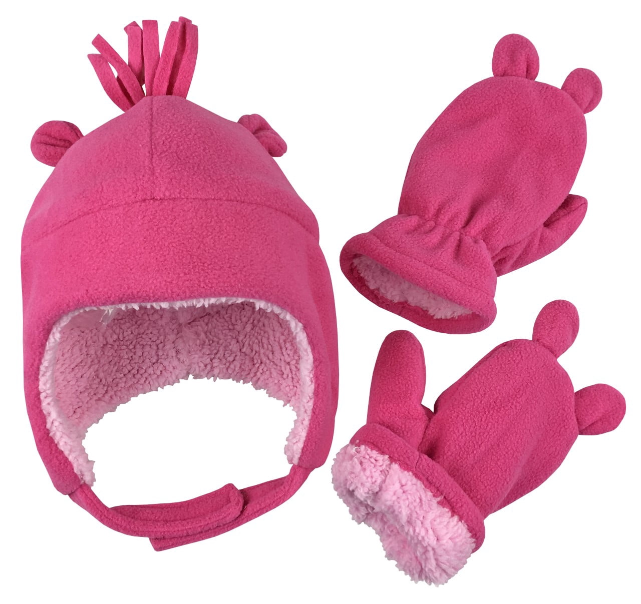 Manoplas De Forro Polar N'Ice Caps Para Niños - 2 Pares, Sherpa Suave, Cierre De Velcro, Tallas 2-3 Años (con Pulgares)