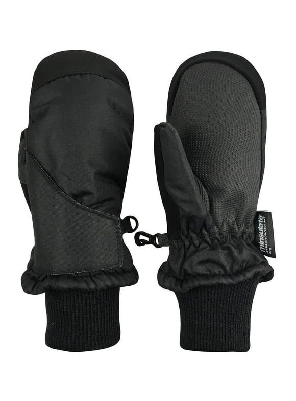 Kids Unisex Thinsulate Waterproof Winter Snow Mittens Insulated Toddler Male Black