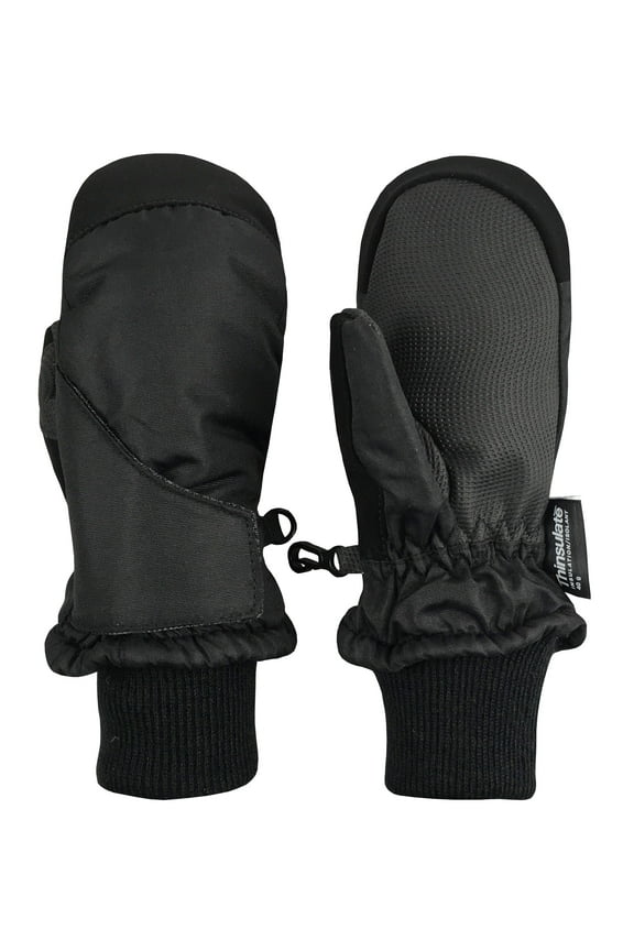 Kids Unisex Thinsulate Waterproof Winter Snow Mittens Insulated Toddler Male Black