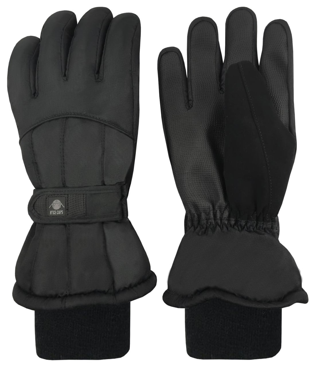 N'Ice Caps Womens Thinsulate Insulated Warm Grip Winter Ski Snow Black Gloves