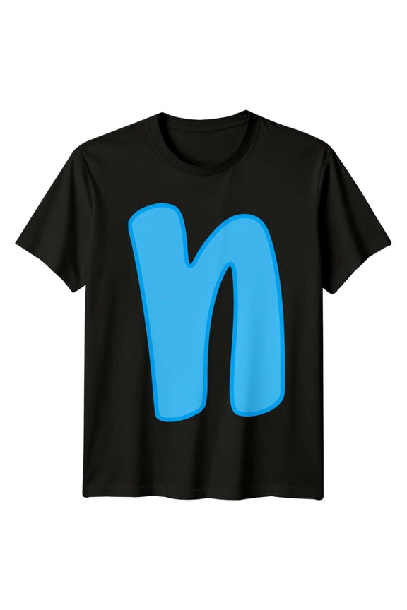 N Initial Letter Alphabet Mens T-Shirt Womens Tee Graphic Unisex Top All Size S-5XL