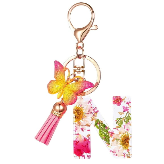 N Initial Letter Keychain Personalized Gift Accessory With Cute Style, Durable Plastic Material And Compact Design For Gift Giving And Special Occasions 2.0X1.0X0.5In 0.1Lb
