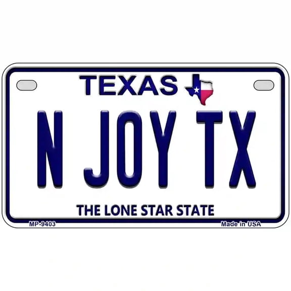 N Joy TX Texas Novelty Metal License Plate 7" x 4" Motorcycle (MP)