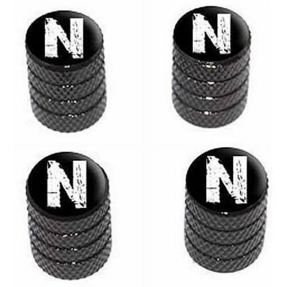 N Letter Distressed Tire Rim Wheel Aluminum Valve Stem Caps, Multiple Colors