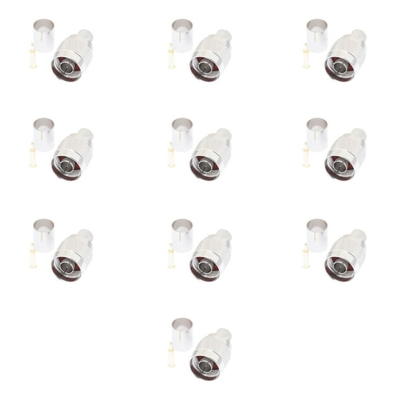 N Male Crimp Connector for LMR-400 & Belden 9913 Coax Cables Heavy-Duty Signal Transfer 10 Pcs Pack