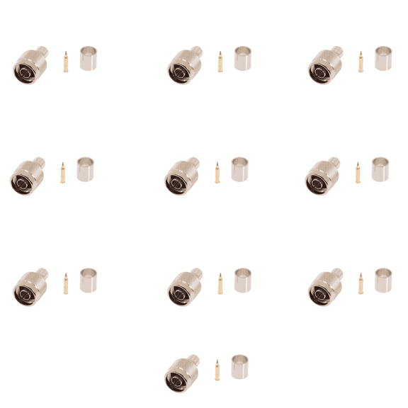 N Male Crimp Connector for RG8 & RG213 Coaxial Cable RF Coax Connector 10 Pcs Pack