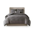 thumbnail image 1 of N Natori Hanae 3 Piece Cotton Blend Duvet Set Yarn Dyed Bedding Cover Full/Queen Size Grey, 1 of 4