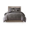 thumbnail image 1 of N Natori Hanae Cotton Blend Yarn Comforter Set Bedding Full/Queen Size Grey, 1 of 4