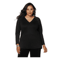 thumbnail image 1 of N Natori V-Neck Ponte Top in Black, XS, 1 of 2