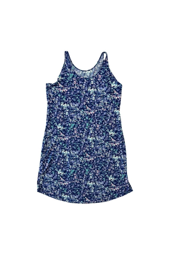 N Natori Women's Sleeveless Scoop Neck Relaxed Fit Lounge Dress (Blue Multi, L)