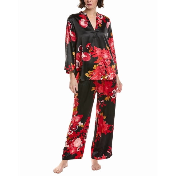 N Natori womens 2pc Empress Satin Pajama Set, xs, Black