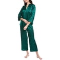 thumbnail image 1 of N Natori womens  2pc Scroll Satin Jacquard Pajama Set, l, Green, 1 of 3