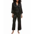 thumbnail image 1 of N Natori womens  2pc Scroll Satin Jacquard Pajama Set, xs, Black, 1 of 3