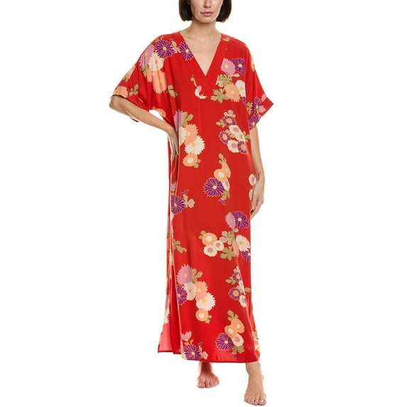 N Natori womens Kiku Challis Nightgown, m, Red