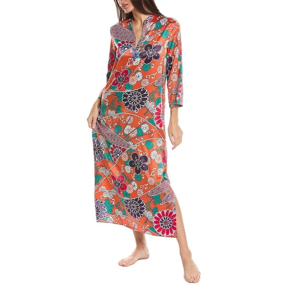 N Natori womens Zuri Mandarin Caftan, XL, Orange
