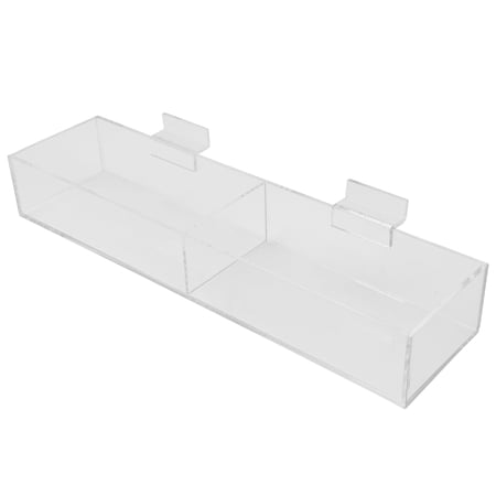 N NicePackaging 1 Qty 2 Bin Acrylic Slatwall Display Multi-Compartment 2.25 Deep for Stores / Sales / Showcase / Merchandise / Bargain Items / Candy 2 Bins