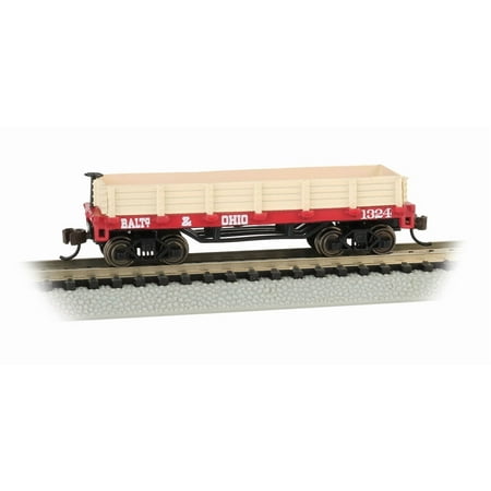 Bachmann-Old-Time Wood Gondola - Ready to Run -- Baltimore & Ohio 1324 (red) - N