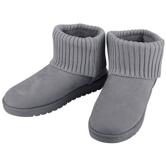 N'Polar Woman's Snow Boots Suede Short Plush Shoes, Grey