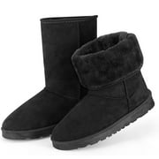 N'Polar Women Snow Boots Suede Mid-Calf Boots Warm Lining Shoes