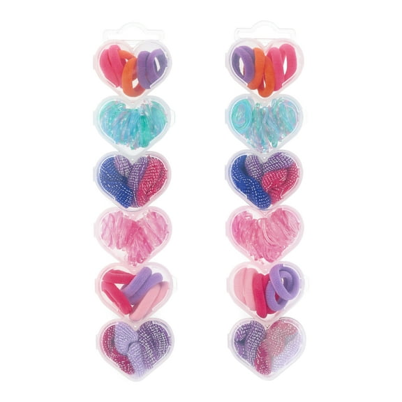 Wonder Nation Girls' Assorted Hair Elastics and Ponytail Holders in Heart Case, 448 Piece