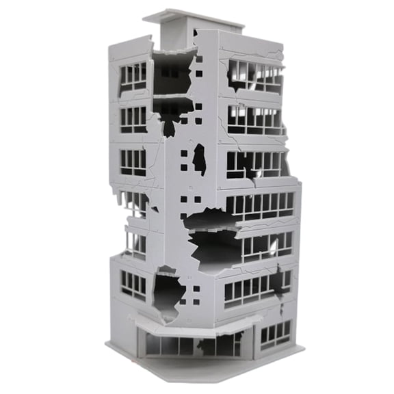 N Scale 1:144 Outland Model Modern House Sand Table Scene Damaged Building Model Garden Microlandscape Ornament Decors