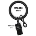 thumbnail image 1 of N Urbanest 1” Matte Black Curtain Rings with Clips (10 Pack), 1 of 6