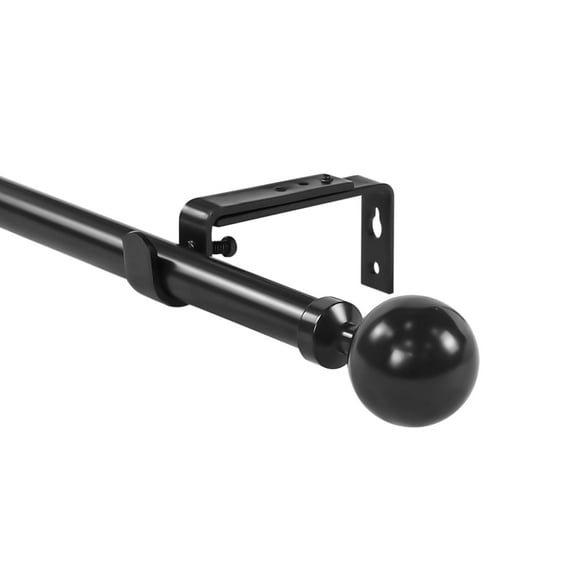 Urbanest Steel Ball Cast Iron Single Curtain Rod – Heavy-Duty Cast Iron Drapery Hardware with Decorative Finials, Elegant Designer Window Treatment Rod, 5/8", 28" to 48", Matte Black