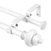 Urbanest Adjustable Double Curtain Rod Set Metal with Decorative Round Urn Finials, Heavy-Duty, 28"-48", White