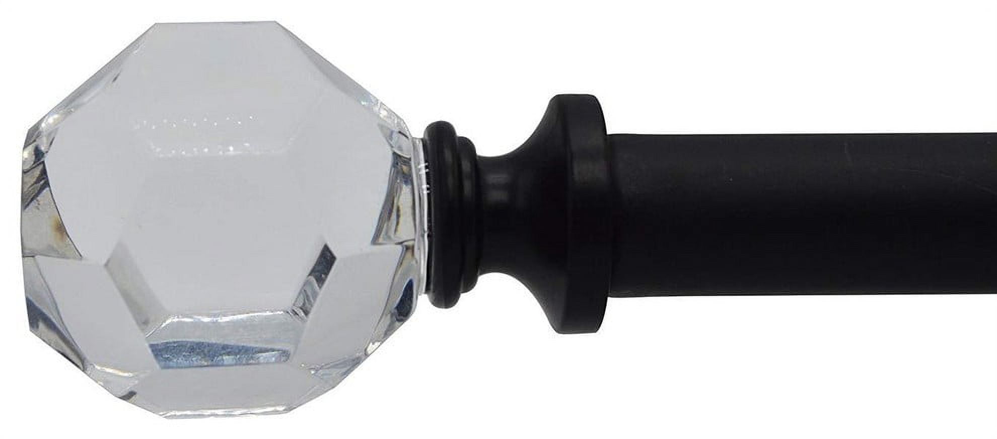 N Urbanest 5/8” and 5/8” Black Crystal Finial Adjustable Curtain Rod Set, 28”-48”