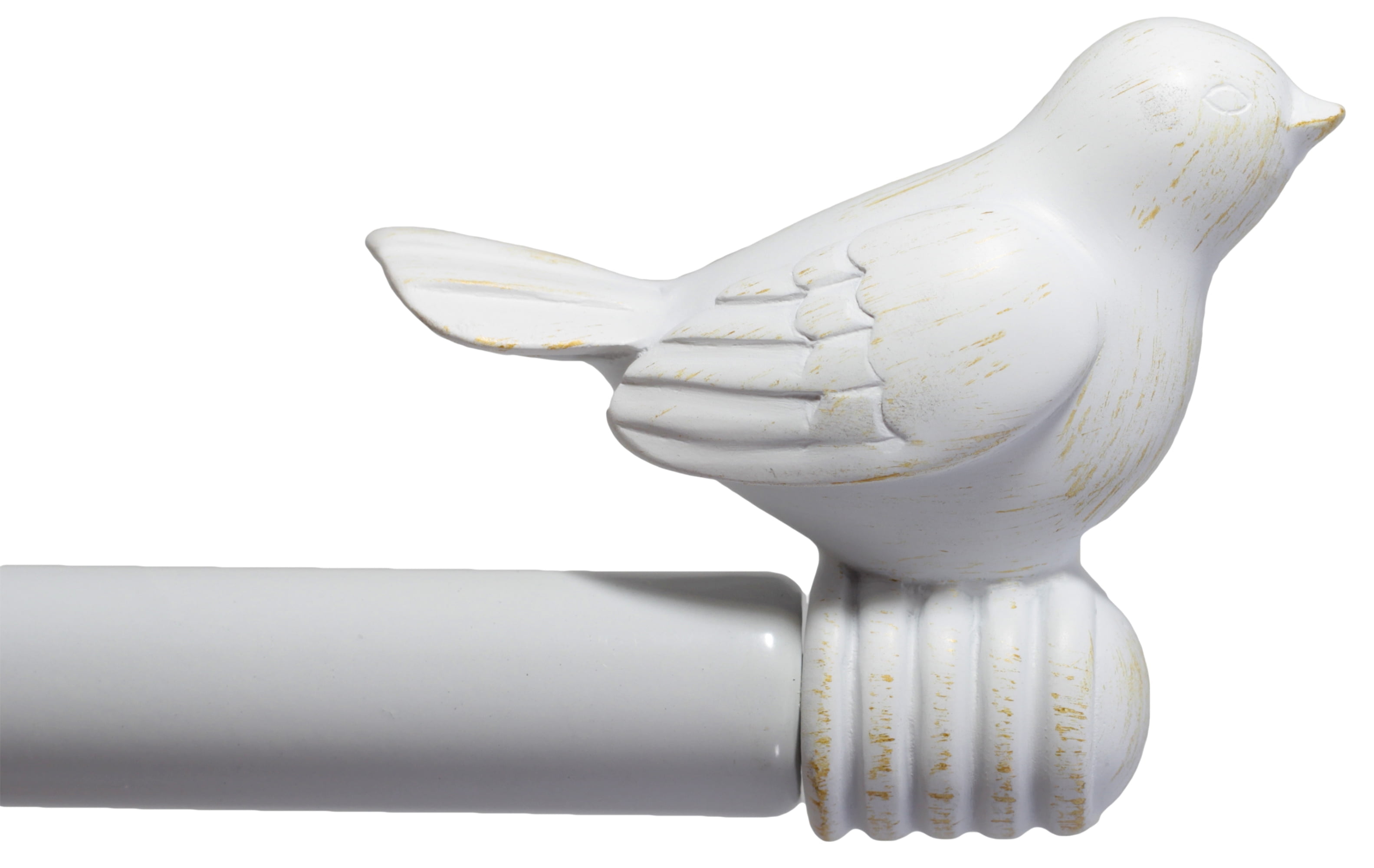 Gilded White Adjustable Bird Curtain Rod Set, 28"-48"