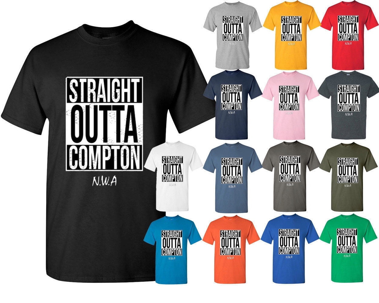 N.W.A Straight Outta Compton Tee Shirt Mens Outfit Tee Color Royal 