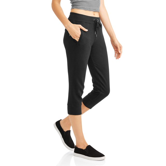 N.Y.L Sport Women's Athleisure Zip Pocket French Terry Capri Jogger Pant