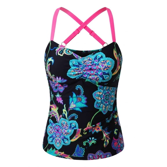N by Next Black Paisley Tankini Swim Top Swimwear Women's Small