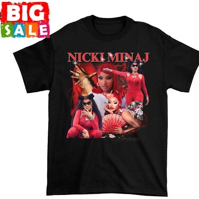 N!ck! M!n@j Red Ruby Graphic Tee, Bold Hip-Hop Shirt for Fans