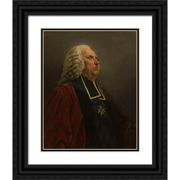 Nöel Hallé 15x18 Black Ornate Wood Framed Double Matted Museum Art Print Titled - Portrait of Louis Mercier, Alderman of Paris in 1761 (1763)