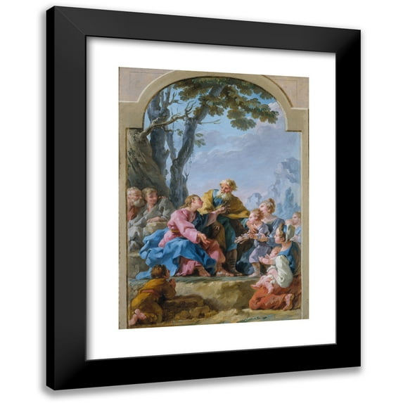 Nöel Hallé 18x24 Black Modern Framed Museum Art Print Titled - Christ and Little Children (1775)