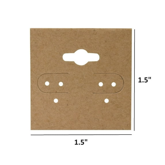 N'ice Packaging 100-Pcs 1.5" x 1.5" Kraft Hanging Earring Cards, Jewelry Display Earring Rack Stand Display Card