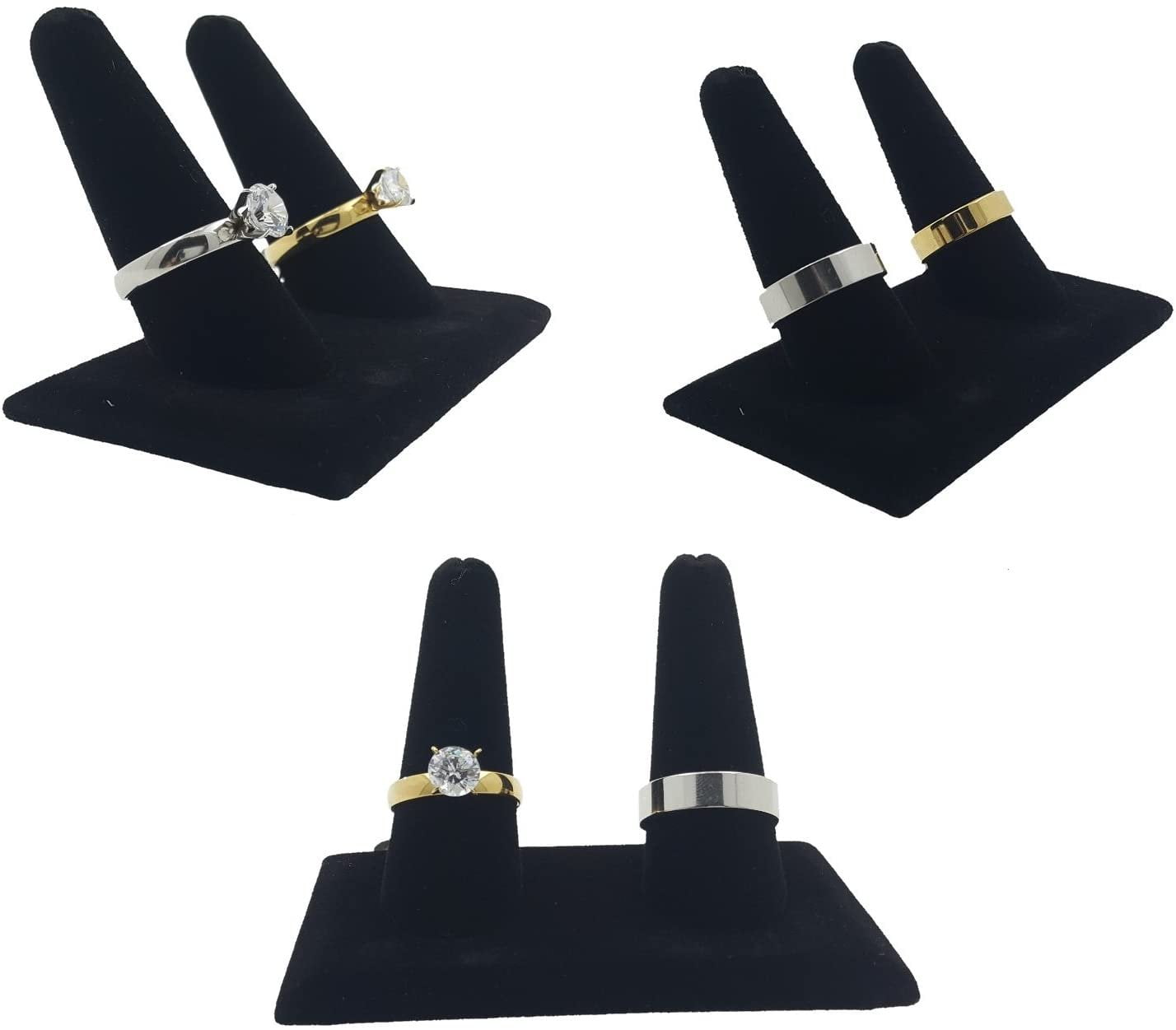Hand Accessory Multiple Display N'ice Packaging 3-Pack Black Velvet, Double Finger (4