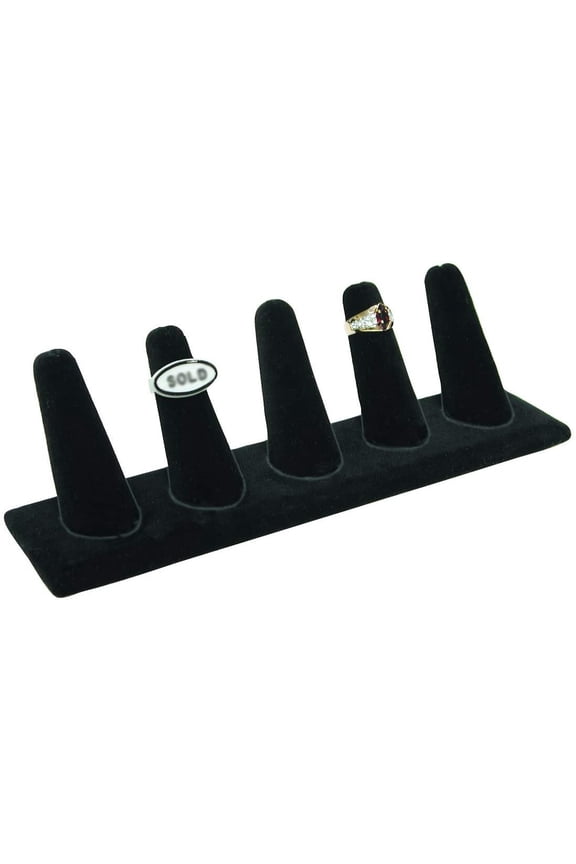 Five Finger Black Velvet (8"x2"x2"H) Showcase Finger Ring Display Finger Multi-Ring Jewelry Stand
