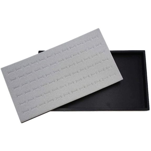 N'icePackaging 1 Qty Black Plastic Jewelry Tray w/Royal Grey 72 Ct Ring Foam Insert Companion - Full Size 14.75 x 8.38 x1