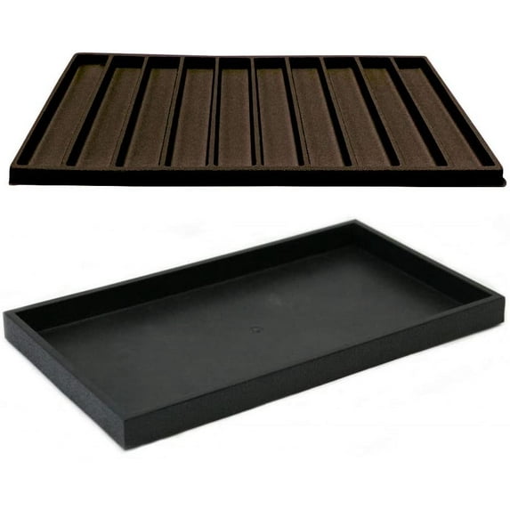 N'icePackaging 1 Qty - Black Plastic Storage Display Tray w/ 2 Compartment Black Sorting Liner - for Sales/Merchandise/Organization / - Size 14 3/8" x 8 1/4" x 1"