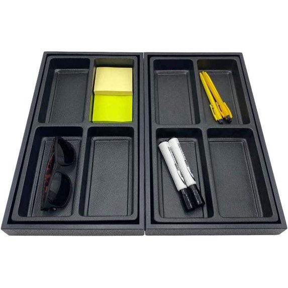 N'icePackaging 1 Qty - Black Plastic Storage Display Tray w/ 4 Compartment Black Sorting Liner - for Sales/Merchandise/Organization / - Size 14 3/8" x 8 1/4" x 1 1/2"