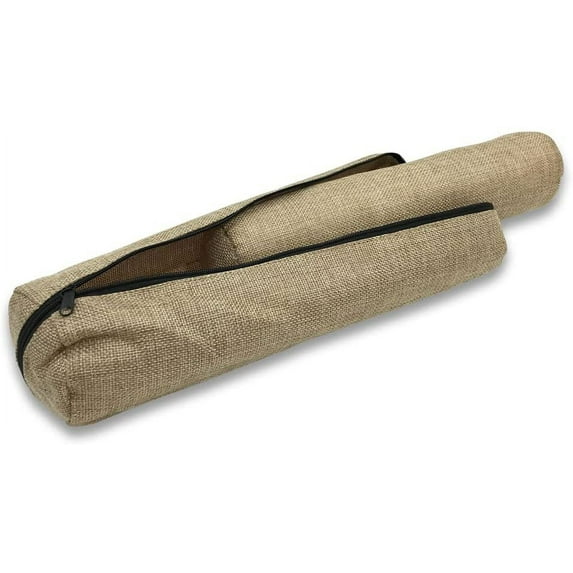 N'icePackaging - 1 Qty Burlap Brown-Canvas 12" Travel Pillow w/ Security Pouch & Matching Removable Cushion - 3" Diameter - for Air Travel / Driving / Camping
