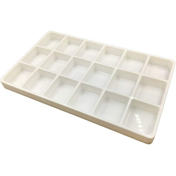 N'icePackaging 1 Qty - Heavy Duty Beach-Stone White Plastic 18 Compartment Tray - for Storage/Organization/Display/Sales/Stacking/Sorting - Various Sizes